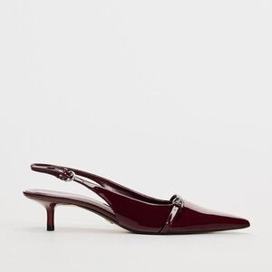 BURGUNDY KITTEN HEEL SLINGBACK ZARA